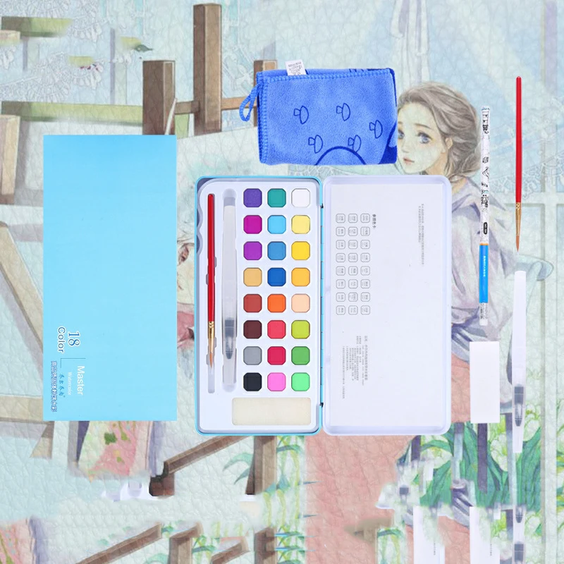 24 цвета Твердые акварельные краски в наборе высокое качество прозрачный акварельный пигмент жестяная коробка для художника школы студента Acuarelas e20