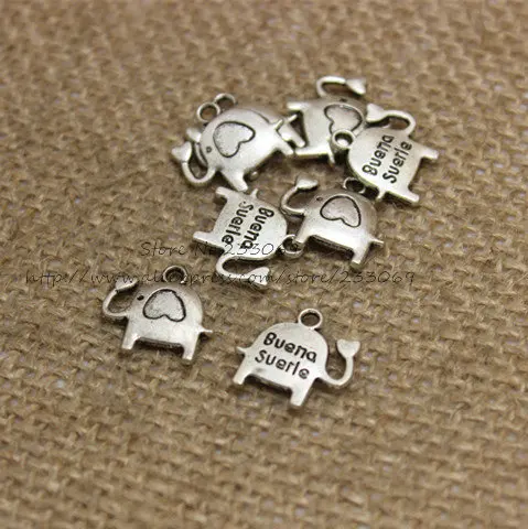 Pulchrode 100 шт 14*15 мм два цвета амулеты Слоны подходят браслет ожерелье DIY Металлические Ювелирные изделия