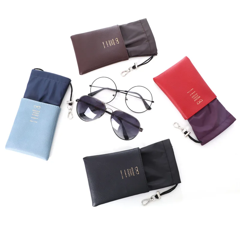 

2018 new leather glasses storage bag Sunglasses mobile phone coin Portable bags Men Female Carry-in bags Headphone organizer