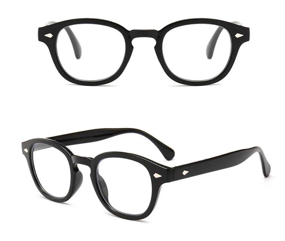 Очки для чтения с защитой от синего излучения, классические модные унисекс защитные очки с изображением Джони Депп, синий светильник, блокирующие очки для компьютера - Цвет оправы: Черный