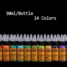 Высокое качество татуировки чернила 14 цветов 30 мл/бутылка татуировки чернила с пигментом набор для тату бодиарта Комплект бровей тела Макияж набор инструментов
