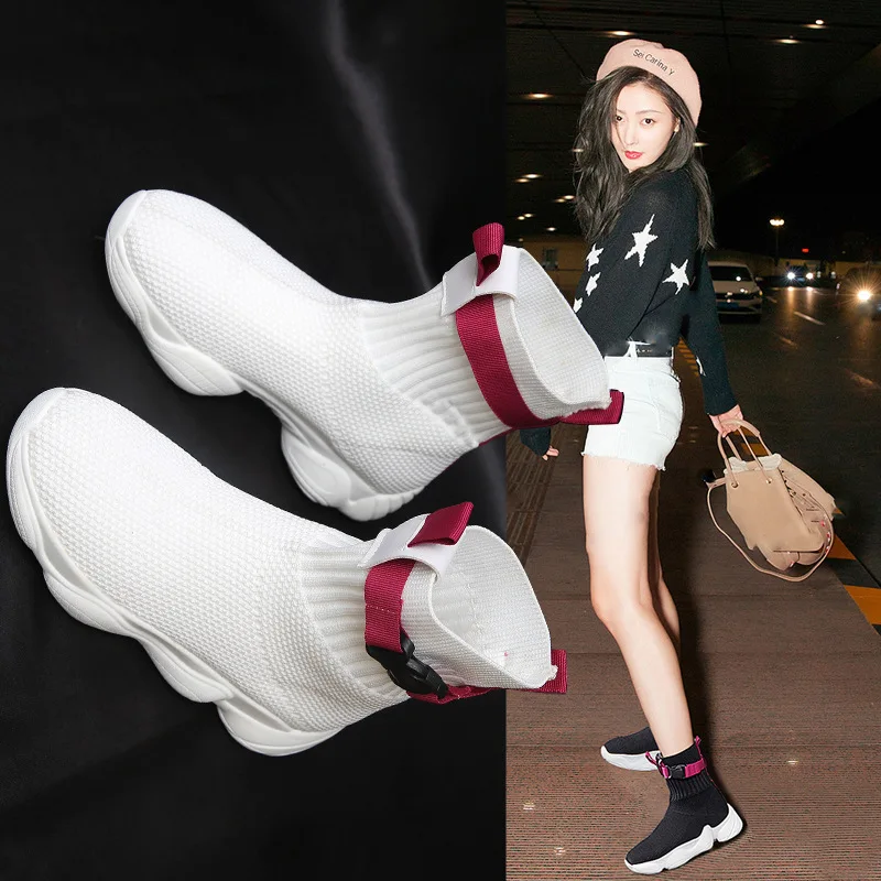 

Superstar Hot Brand Casual Women Shoes 2018 New Fashion Korean Elastic Socks Flatform Comfortable Sneaker Autumn and Winter