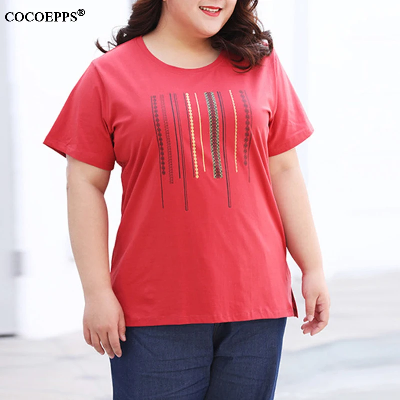

6XL 7XL 2019 Summer Plus size Women Tops Casual Print Loose Short Sleeve Tops Tees O Neck Femme Big Large Size 5XL 4XL T-Shirts