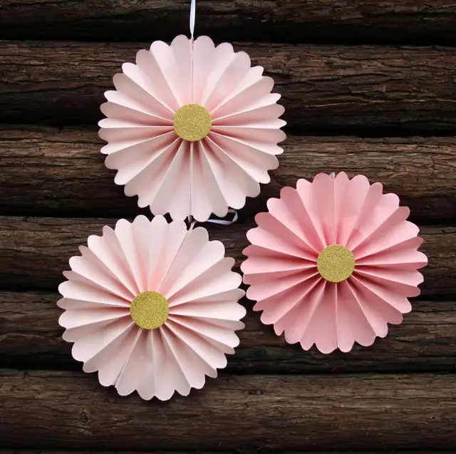 3pcs Pink Paper Fan Backdrop Birthday Candy Buffet Decor Wedding 3pcs Pink Paper Fan Backdrop Birthday Candy Buffet Decor Wedding Backrrop Rosettes 8