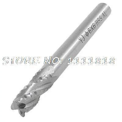 

6mm x 6mm HSS AL 4 Flutes Roughing Rougher End Mill Milling Cutter Tool