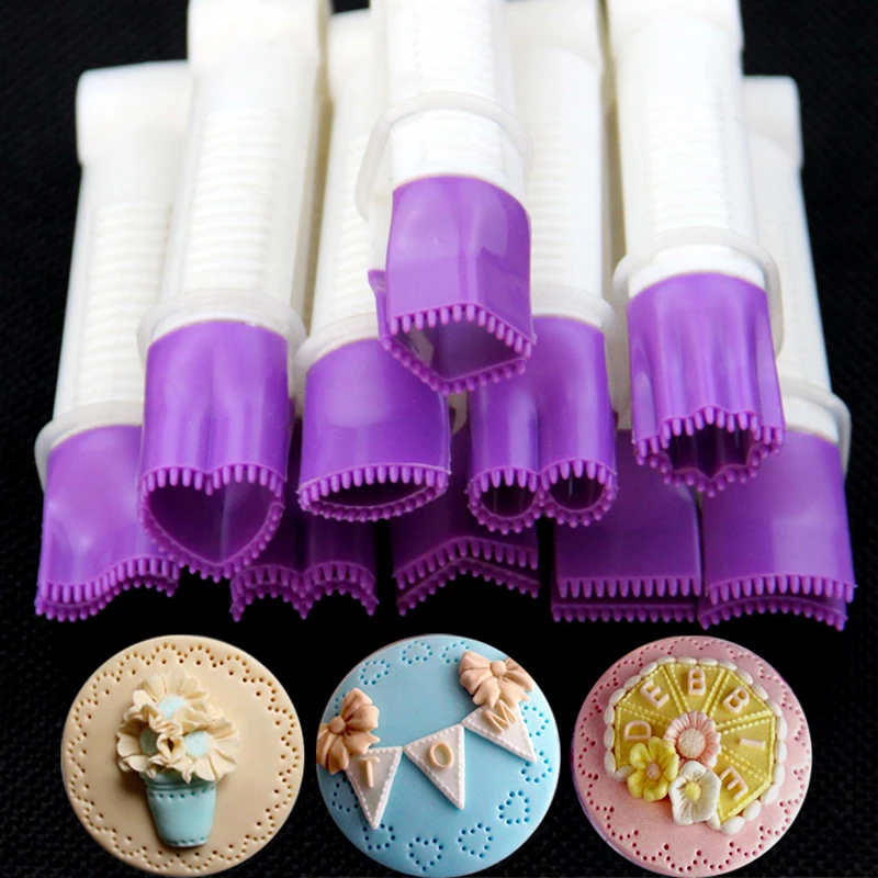 

New 10Pcs Frill Curve Sweets Clip Fondant Cake Clamp Crimper Cutter Mold Kitchen Set