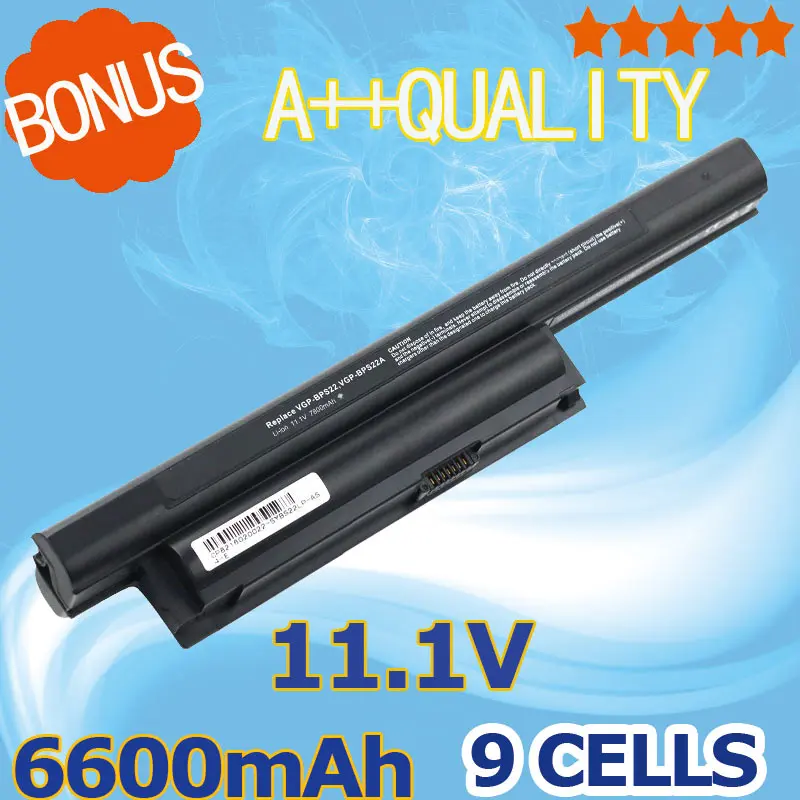 

11.1V 6600mAh Laptop Battery for Sony VGP-BPS22 VGP-BPS22A for VAIO VPC-E1Z1E VPC-EA18EC VPC-EB15GB VPC-EB15FG VPC-EA1AGJ