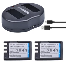 PowerTrust 2Pcs 2400mAh EN-EL9 EN-EL9a EN EL9 EN EL9a battery +Dual USB Charger for Nikon ENEL9 D40 D60 D40X D5000 D3000