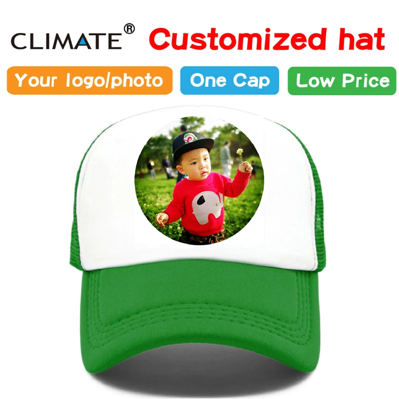 Günstige KLIMA Akzeptieren 1 Stück Individuelles OEM DIY LOGO Trucker Cap 100% Polyester Männer Frauen Baseball Cap Mesh Druck Logo Trucker hut