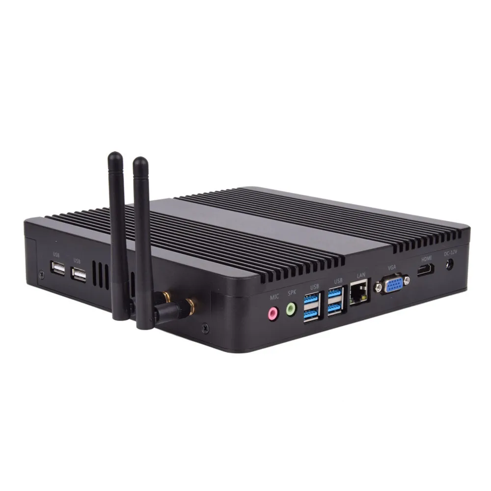 Безвентиляторный мини ПК компьютер Intel Core I3 6100U/ I5 6200U/ I7 5550U Quad core Windows 10 4K HTPC неттоп