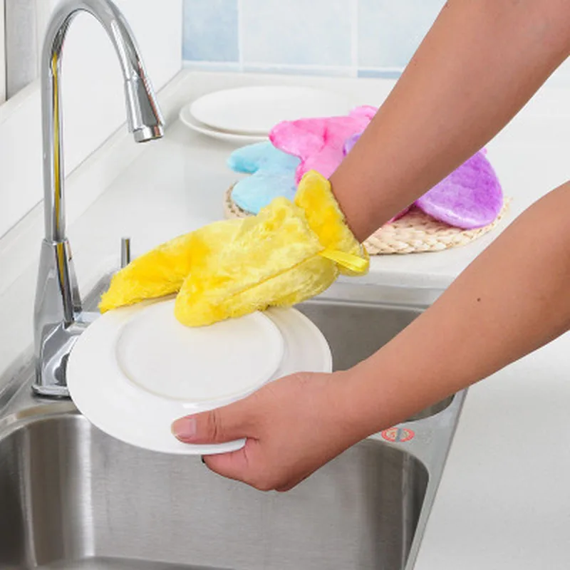 

Waterproof Dishwashing Gloves Wood Fiber Thickened Non-greasy Cleaning Household Kitchen Accessories Tools Gloves