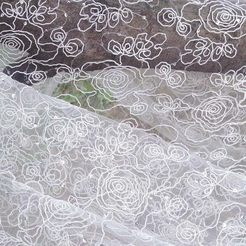 3D африканская белая Цветочная Свадебная кружевная ткань для платья, сделай сам, швейная Лоскутная Ткань, шнур, блестящая ткань, материал Tecido Tissus