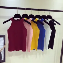 Летние женские облегающие трикотажные топы с круглым вырезом, женские облегающие трикотажные майки без рукавов, однотонные футболки, топы для девочек
