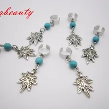 6 шт./лот Серебряный лист талисманы раста Регулируемый волос кос dread dreadlock бусины манжеты зажимы кольца интимные аксессуары