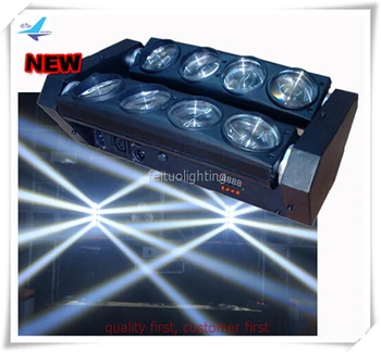 

2pcs/lot Pro light moving heads 8 eyes 10w white led spider moving head beam light with case