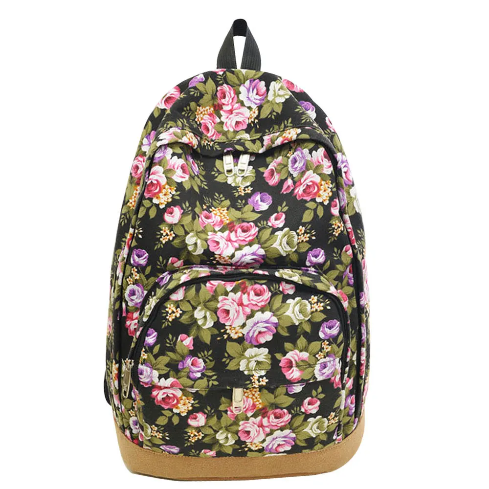 Retro Women s Canvas Travel Rucksack Hobo School Bag Satchel Backpack Floral Printed Backpacks For Teenage