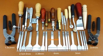 

35pc Leather Craft Sew Stitch Knife Cutter Punch Chisel Pricking Iron Groover Creaser Beveler Skiving Edger Slicker Awl Tool Set