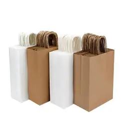 Крафт-бумажный мешок с ручками белый подарок упаковка сумки для свадьбы День рождения Ювелирная бумага сумки хозяйственные сумки SN398