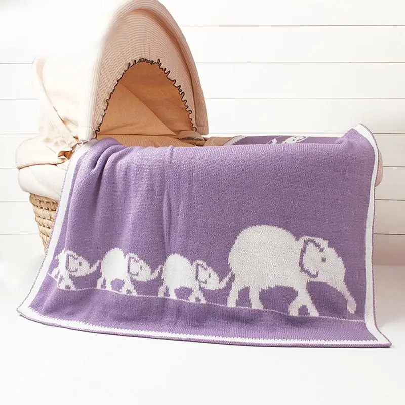 Детское одеяло вязаное пеленки для новорожденного Детское мультфильм слон вязаное одеяло