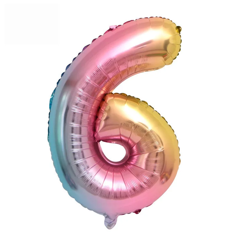 GIHOO 17 шт./лот, воздушные шары на 1-й день рождения, Радужный цвет, 32 дюйма, металлический шар с цифрами, украшение для дня рождения, детские товары - Цвет: 6