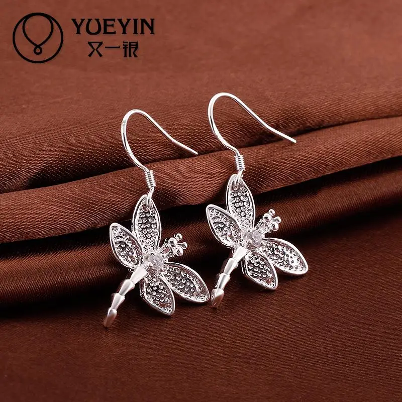 

Accessories New Design silver plated jewelry Female's earrings Fashion brincos Earhook Trendy Ornaments Dragonfly