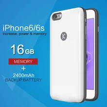 KUNER 16GB Memory & Extended Battery Case for iPhone6/6s iPhone 6 6s (4.7 inch) with 2400mAh Capacity