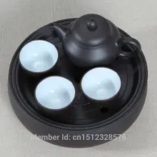 Портативный дорожный чайный Чайник Фиолетовый глиняный кунг-фу чашка лодка чайный поднос чайный набор подарок 1 чайник+ 3 чайные чашки+ 1 поднос+ 1 сумка для переноски