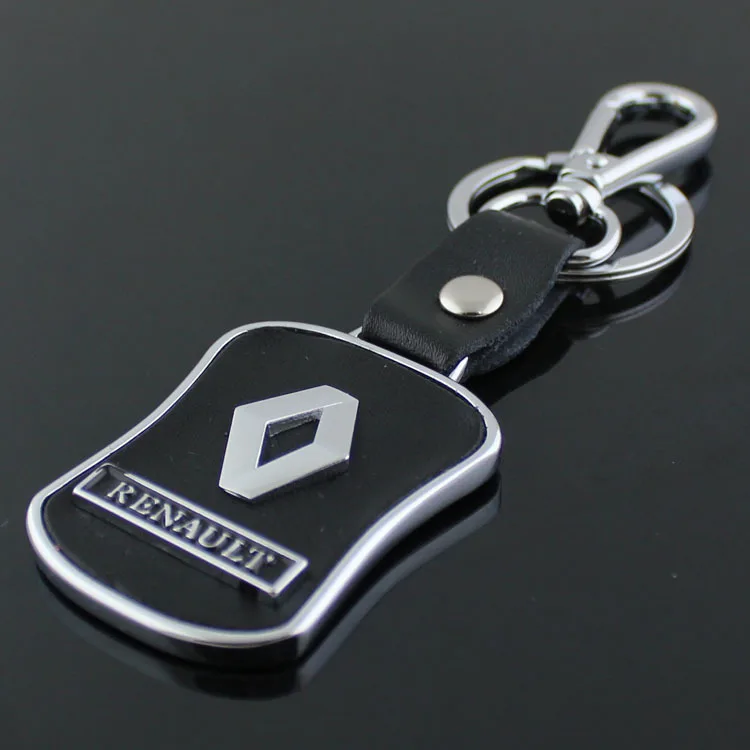 Renault car logo keychain waist hanging key ring leather key chain