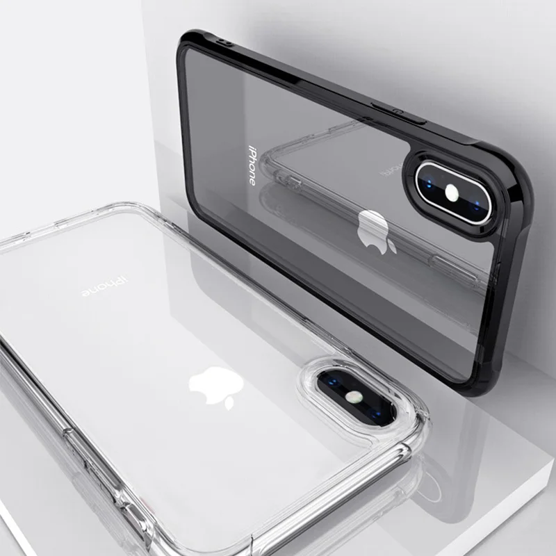 Прозрачный противоударный чехол для телефона iPhone X XR XS Max 7 Plus 8 жесткий