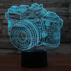 Новинка 3D лампа Камера Иллюзия Светодиодная лампа USB Touch RGB 7 цветов пеленальный столик 3D ночник прикроватные украшения светодиодные лампы