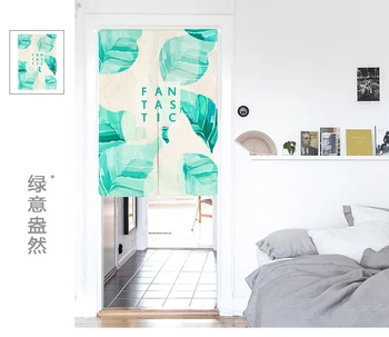 

Japanese linen cotton fantastic plant green leaves door curtain home decoration bedroom living room kitchen bar coffee house