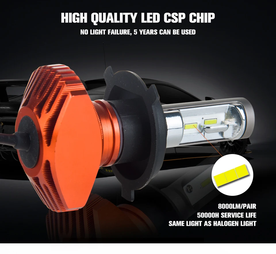 Zdatt AcooSun H4 Led Car Fanless Bulb H7 Led Auto headlight H1 H11 Fog Lamp 6500K DC12V 9006 Led CSP Chips 80Wset 9005 LED Auto Light (4)