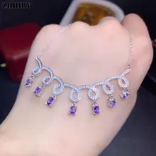 ZHHIRY настоящий натуральный Танзанит 925 Серебро кулон ожерелье цепь синий драгоценный камень для женщин ювелирные украшения
