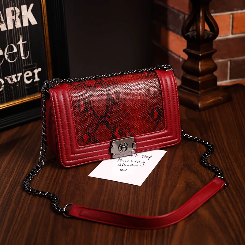 

snake skin handbag Women Diamond Lattice Chain shoulder channels fashion bags ladies luxury bags 2019 crocodile serpentine