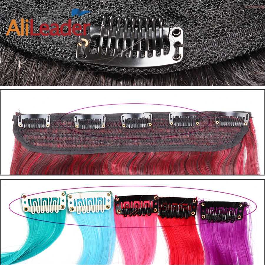 Alileader 20Pcs/Lot Clip In Hair Extension Wig Clips For Human Hair Bangs Snap Hair Clips For Extensions Metal Comb For Closure