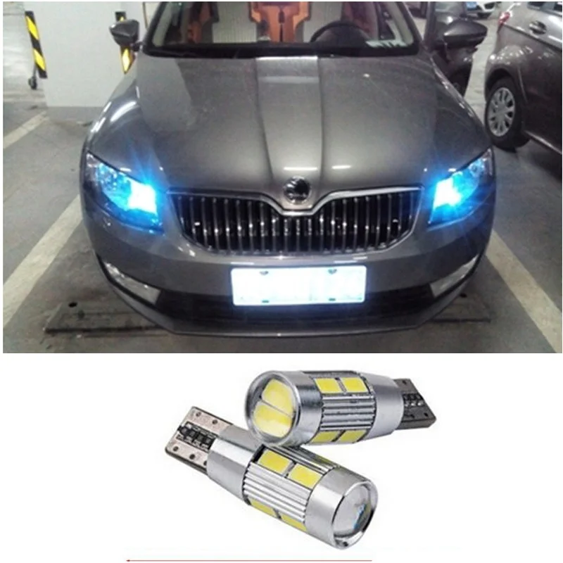 2 X LED W5W Car LED Auto Lamp 12V Light bulbs with Projector Lens for
