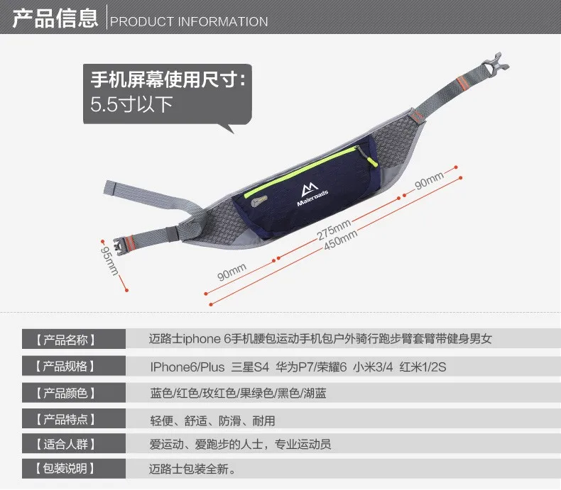 Поясная сумка, Maleroads спортивный ремень для бега, водонепроницаемая поясная сумка подходит для iPhone 6/6S Plus, регулируемый ремешок для мужчин и женщин