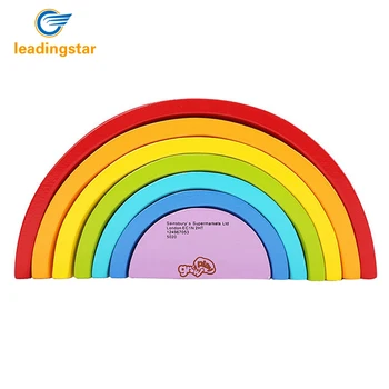 

LeadingStar LeadingStar Rainbow Wooden Toy Bricks Children Building Blocks Colorful Arch Bridge Baby Early Learning Toys zk35