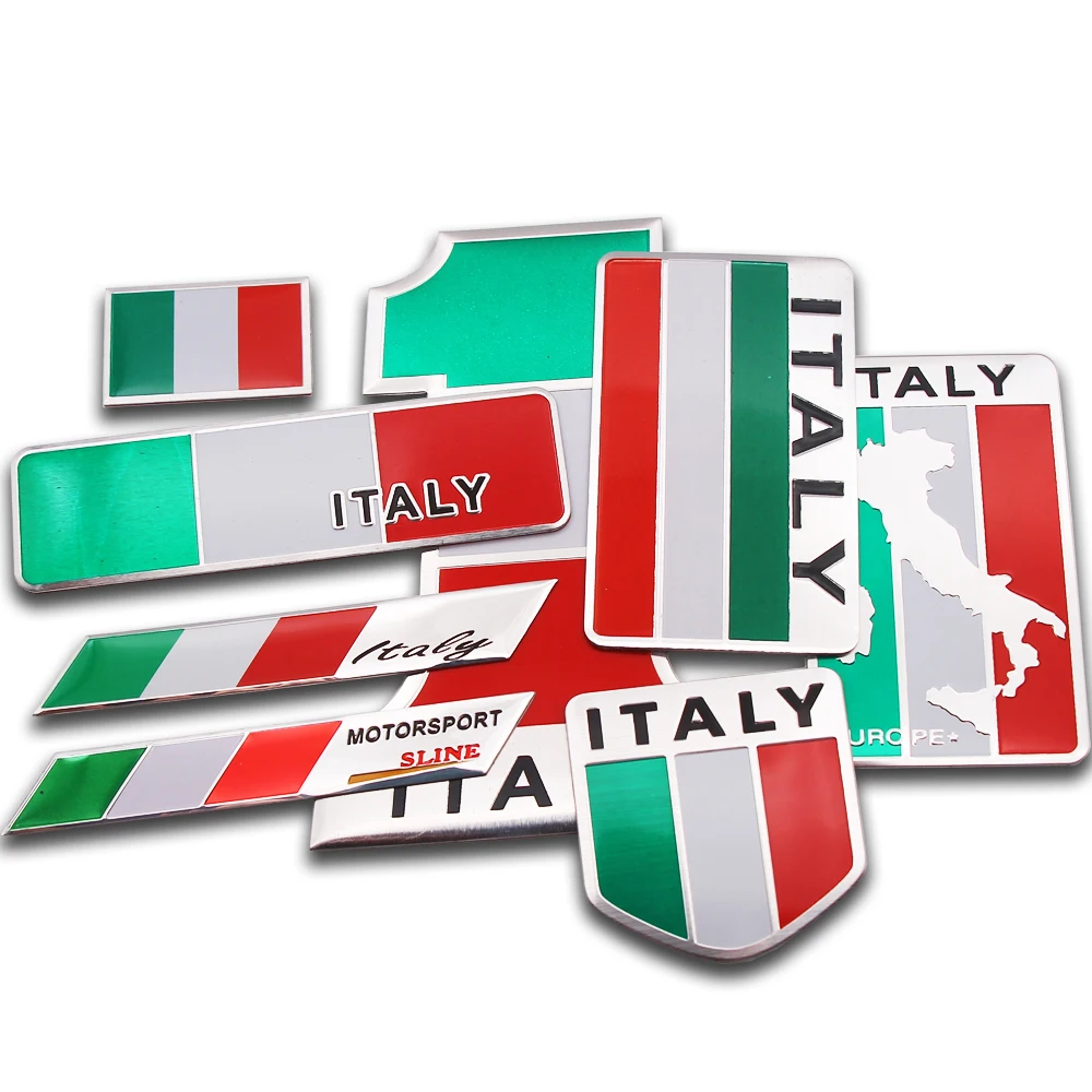 

Car styling 3D Aluminum Car Italian Italy Map National Flag Sticker Grill Emblem Motorcycle Decal For Ferrari Fiat Piaggio Vespa