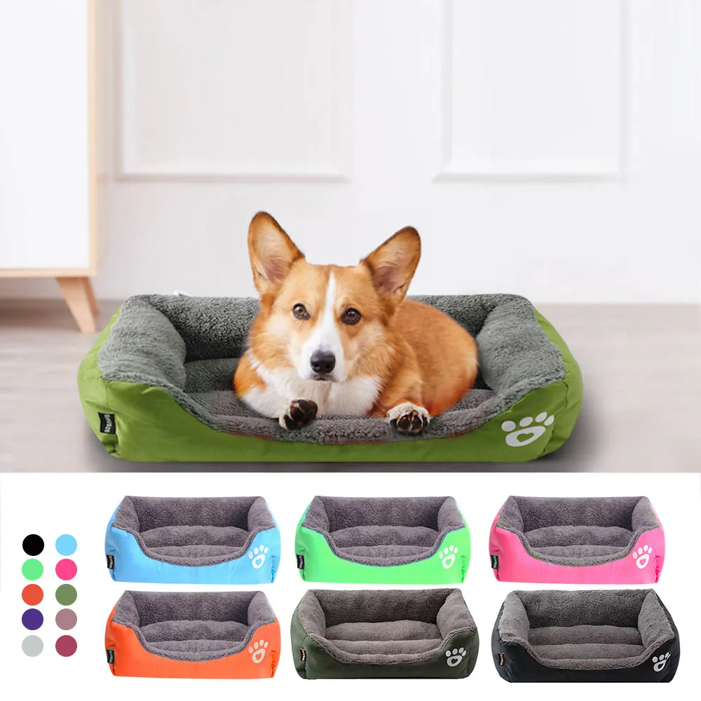 

Bed For Small Medium Large Dog Waterproof Soft Fleece Warm Cat Bed House Cama Perro S-3XL 10 Colors Paw Pet Sofa Dog Beds