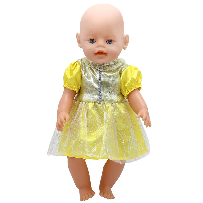 Baby Doll Clothes Yellow Princess Dress Fit 43cm Baby Doll Accessories