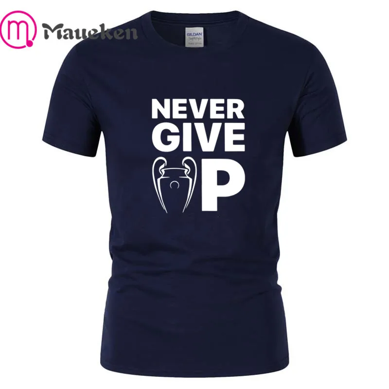 Мужская футболка с круглым вырезом и надписью never give up mo salah man 100% хлопок