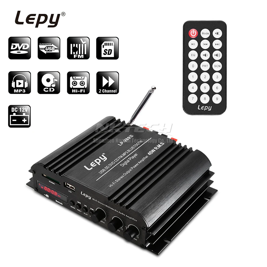 LP-269S Lepy Bluetooth автомобильный усилитель цифровой плеер HIFI стерео аудио Мощность 2CH 45 Вт домашняя мультимедийная поддержка SD USB FM MP3 DVD CD LP-269S Lepy Bluetooth автомобильный усилитель цифровой плеер HIFI стерео аудио Мощность 2CH 45 Вт домашняя мультимедийная поддержка SD USB FM MP3 DVD CD