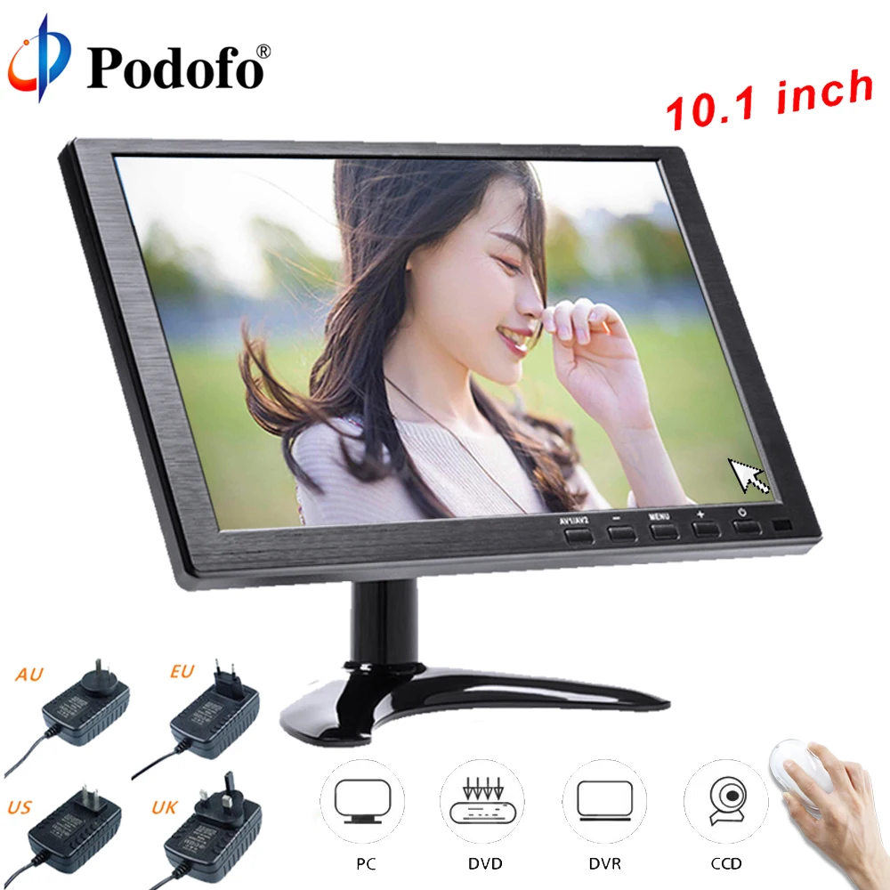 

Podofo 10.1" HD LCD Mini Computer & TV Display CCTV With HDMI/VGA/AV/USB/SD Slim UV Coating PC/TV/DVD/MP5 Player For Monitoring