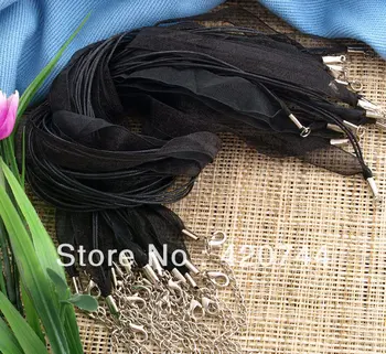 

50PCS Black Organza Voile Wax Necklace Cords+Lobster Clasp HOT