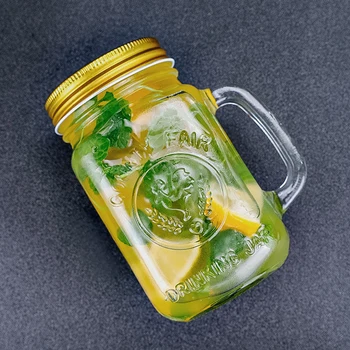 

Vintage Glass Mason Jar Cup Fruit Icecream Infusion Clear Gradients Personality Four Style Cold Drink Cups