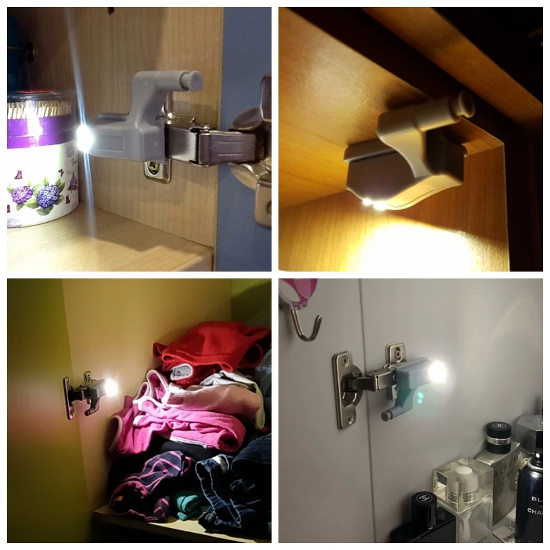 TangoCross 2pcs Under Cabinet Lights Kitchen LED Light Sensor LED Cocina for Wardrobe Closet Cupboard Hinge Battery Powered (5)