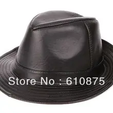 Отличное качество; Мужская обувь из натуральной кожи, бейсболка с меховым помпоном мужская кожаная кепка для людей в возрасте от пятидесяти до шестидесяти лет ковбойская шляпа Blacka06