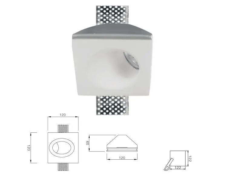 

Eco-friendly Recessed gypsum down light, pure white gesso ceiling light, cool plaster spot lamp with GU10 5W LED bulb, LED light