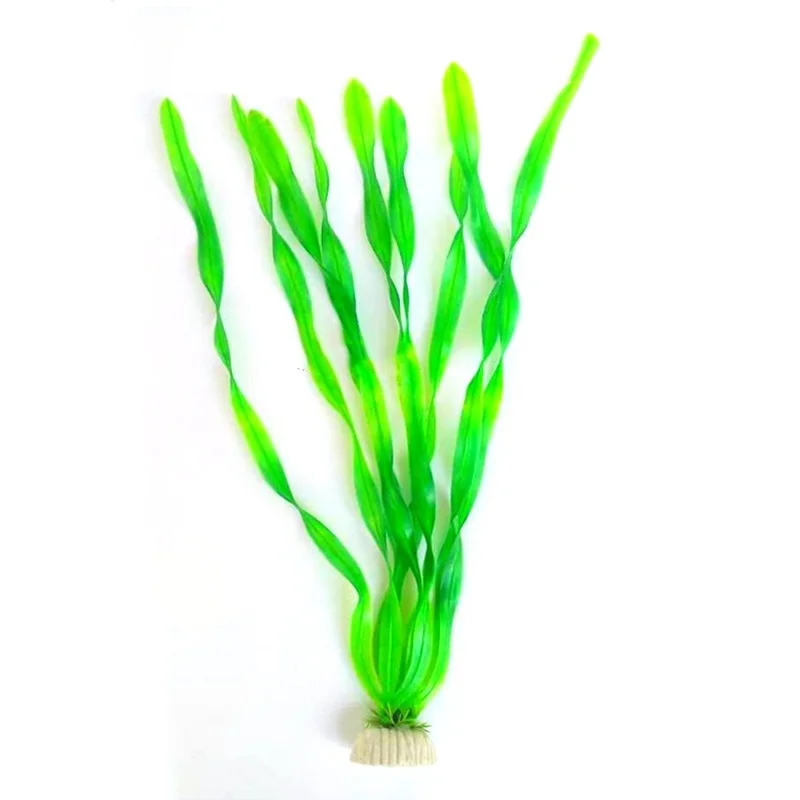 Искусственный пластик, большой лист травы, аквариум для рыб, подводная лодка, имитация водного растения, пейзаж, украшение - Цвет: Green